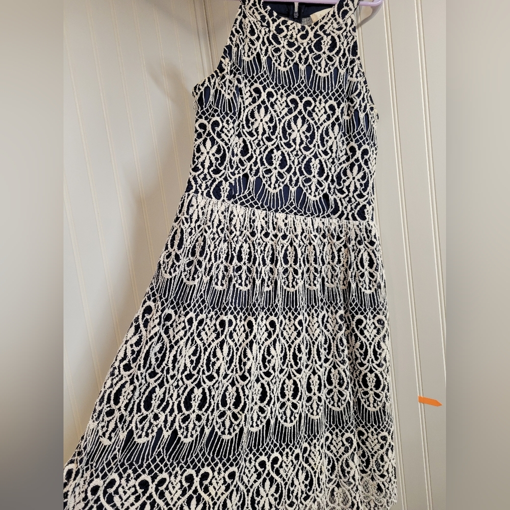 Alter'd State Navy Blue And Lace Fit And Flare Dress Size Small